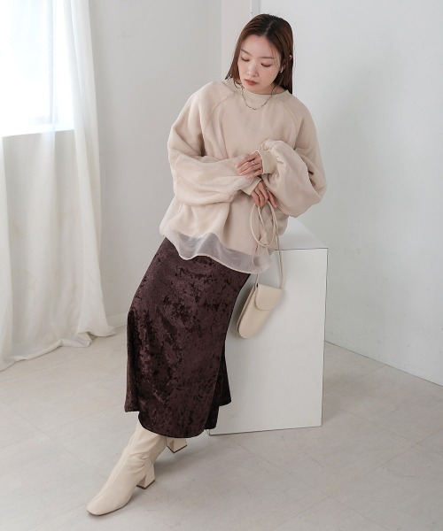 Bab（バブ）の「クラッシュベロアイージースカート（スカート・レディース・ベージュ/ブラウン・M/S）」の5枚目の写真