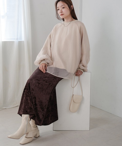 Bab（バブ）の「クラッシュベロアイージースカート（スカート・レディース・ベージュ/ブラウン・M/S）」の10枚目の写真