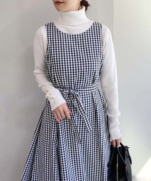 one after another NICE CLAUP（ワンアフターアナザーナイスクラップ）の「【WEB限定】マルチウェイニットセットワンピース（ワンピース・レディース・アイボリー/ブラック/ピンクベージュ・SMALL/MEDIUM/LARGE）」の12枚目の写真