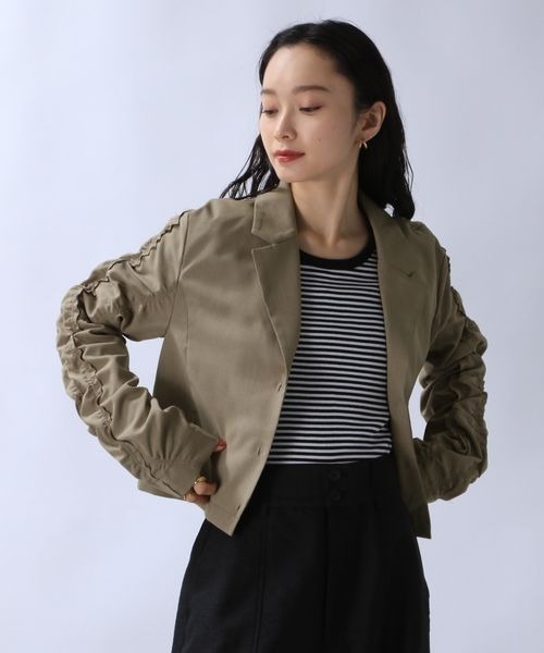 JEANASIS（ジーナシス）の「ソデギャザーテーラーショートシャツ/106343（テーラードジャケット・レディース・ブラック/ベージュ/チャコールグレー・FREE）」の22枚目の写真