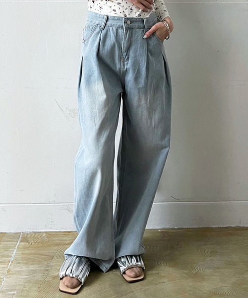 Jewelobe(ジュエローブ)の「ハイウエストルーズデニムワイドパンツ(デニムパンツ・レディース・サックスブルー/ブルー/ネイビー・M/S)」の4枚目の写真