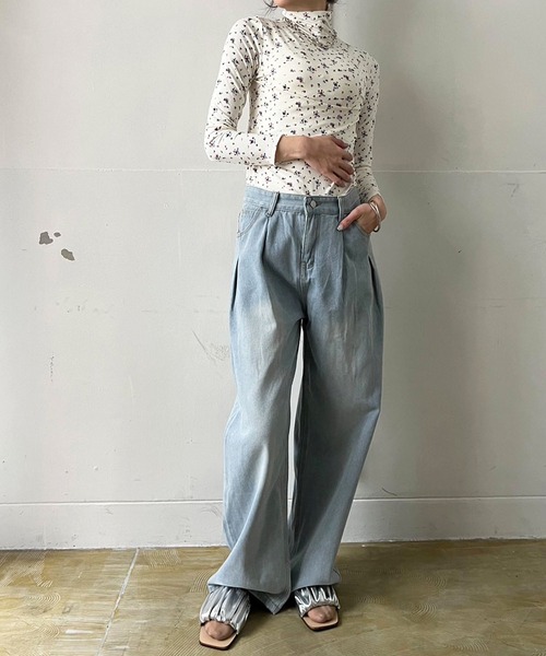 Jewelobe(ジュエローブ)の「ハイウエストルーズデニムワイドパンツ(デニムパンツ・レディース・サックスブルー/ブルー/ネイビー・M/S)」の8枚目の写真