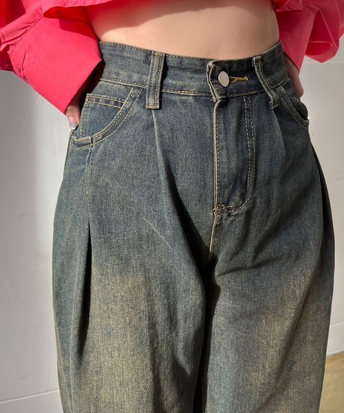 Jewelobe(ジュエローブ)の「ハイウエストルーズデニムワイドパンツ(デニムパンツ・レディース・サックスブルー/ブルー/ネイビー・M/S)」の17枚目の写真