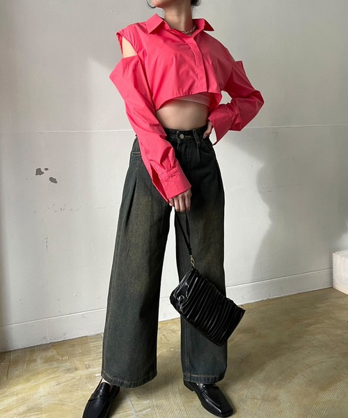 Jewelobe(ジュエローブ)の「ハイウエストルーズデニムワイドパンツ(デニムパンツ・レディース・サックスブルー/ブルー/ネイビー・M/S)」の22枚目の写真