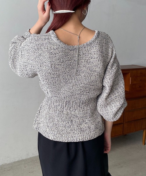 CAPRICIEUX LE'MAGE（カプリシューレマージュ）の「ウエストマークMIXニット（ニット/セーター・レディース・オフホワイト/グレー・FREE）」の7枚目の写真