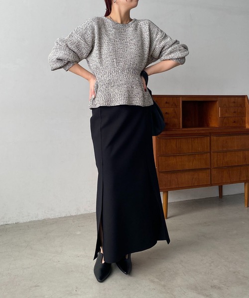 CAPRICIEUX LE'MAGE（カプリシューレマージュ）の「ウエストマークMIXニット（ニット/セーター・レディース・オフホワイト/グレー・FREE）」の4枚目の写真