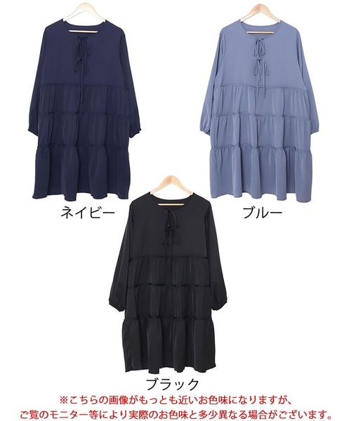 GOLDJAPAN(ゴールドジャパン)の「ボリュームスリーブティアードワンピース【大きいサイズ対応】(ワンピース・レディース・ブルー/ブラック/ネイビー・5L/4L/3L/LL)」の19枚目の写真