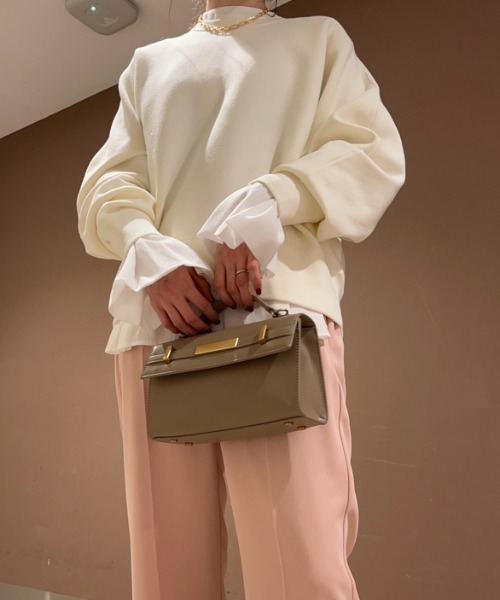 Mila Owen（ミラオーウェン）の「ウールブレンドベーシッククルーニット（ニット/セーター・レディース・グレー/アイボリー/ピンク・0/1）」の17枚目の写真