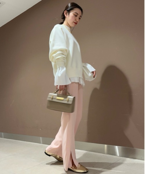 Mila Owen（ミラオーウェン）の「ウールブレンドベーシッククルーニット（ニット/セーター・レディース・グレー/アイボリー/ピンク・0/1）」の15枚目の写真