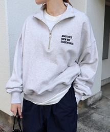 ANME | ハーフジップロゴ刺繍入り裏毛スウェットトップス(スウェット)