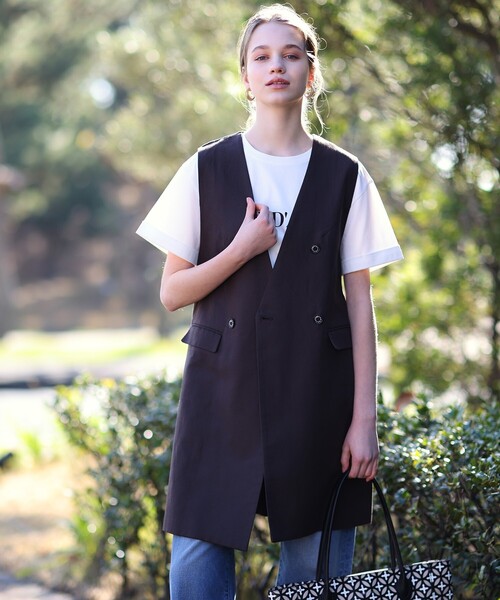 DRESSTERIOR（ドレステリア）の「【セットアップ可】リネンコットンニットコンビジレ（ベスト・レディース・ブラウン系その他/ベージュ・34/36/38）」の4枚目の写真