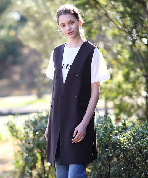 DRESSTERIOR（ドレステリア）の「【セットアップ可】リネンコットンニットコンビジレ（ベスト・レディース・ブラウン系その他/ベージュ・34/36/38）」の5枚目の写真