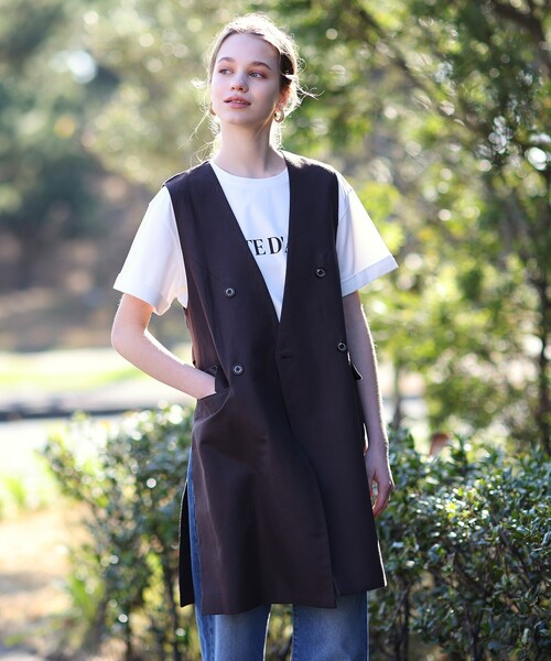 DRESSTERIOR（ドレステリア）の「【セットアップ可】リネンコットンニットコンビジレ（ベスト・レディース・ブラウン系その他/ベージュ・34/36/38）」の6枚目の写真