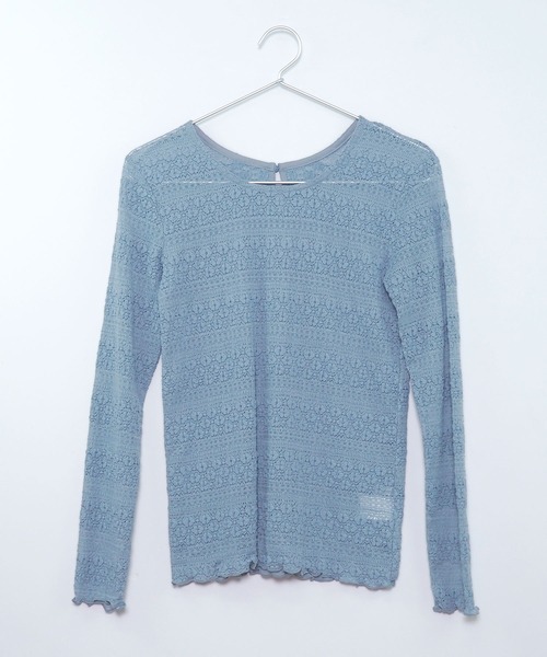 Crisp（クリスプ）の「シアーレースTシャツ（Tシャツ/カットソー・レディース・ブラック/アイボリー/ブルー/ホワイト・FREE）」の22枚目の写真