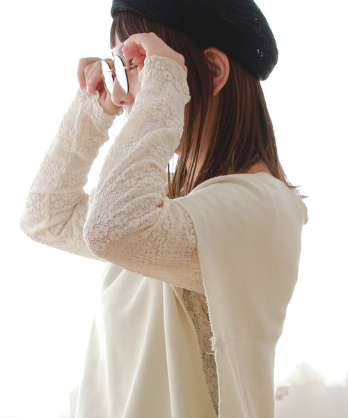 Crisp（クリスプ）の「シアーレースTシャツ（Tシャツ/カットソー・レディース・ブラック/アイボリー/ブルー/ホワイト・FREE）」の7枚目の写真