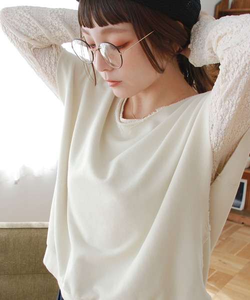 Crisp（クリスプ）の「シアーレースTシャツ（Tシャツ/カットソー・レディース・ブラック/アイボリー/ブルー/ホワイト・FREE）」の8枚目の写真