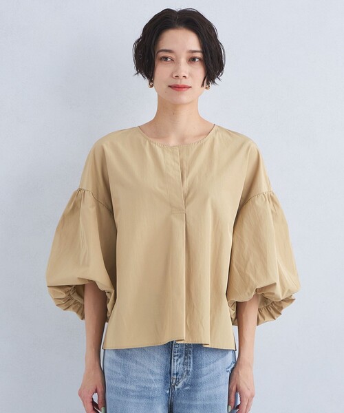 green label relaxing（グリーンレーベルリラクシング）の「タイプライター バルーンスリーブ ブラウス（シャツ/ブラウス・レディース・ダークグレー/オフホワイト/ベージュ・FREE）」の12枚目の写真