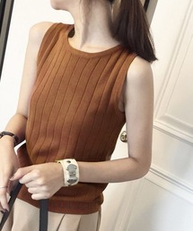 タンクトップ（ブラウン/茶色系・ワンポイント）ファッション通販