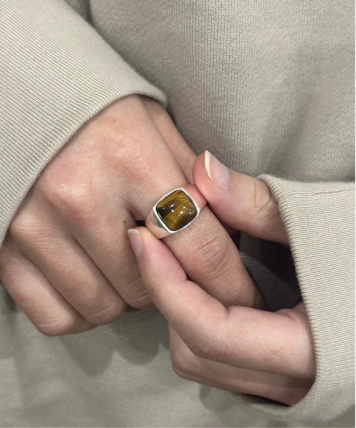blatto(ブラット)の「【blatto 925silver】スクエアストーン シェル リング bla-ring-00323 U(リング・メンズ・ブラウン系その他/シルバー系その他/ダークブルー/ブラック系その他/ターコイズブルー/ブラック・FREE)」の4枚目の写真