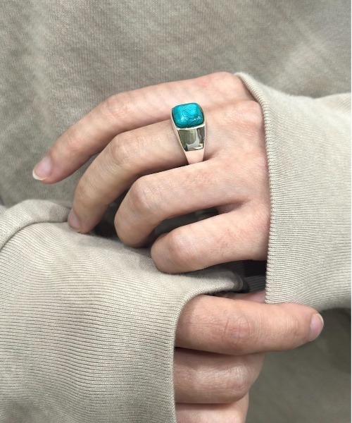 blatto(ブラット)の「【blatto 925silver】スクエアストーン シェル リング bla-ring-00323 U(リング・メンズ・ブラウン系その他/シルバー系その他/ダークブルー/ブラック系その他/ターコイズブルー/ブラック・FREE)」の1枚目の写真