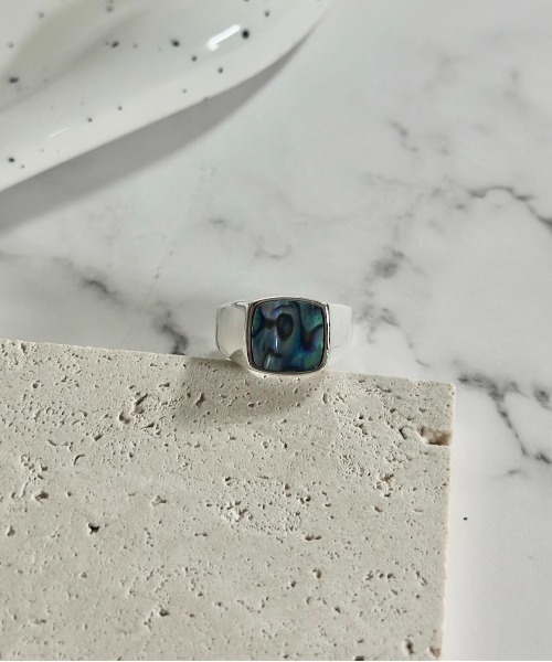 blatto(ブラット)の「【blatto 925silver】スクエアストーン シェル リング bla-ring-00323 U(リング・メンズ・ブラウン系その他/シルバー系その他/ダークブルー/ブラック系その他/ターコイズブルー/ブラック・FREE)」の15枚目の写真