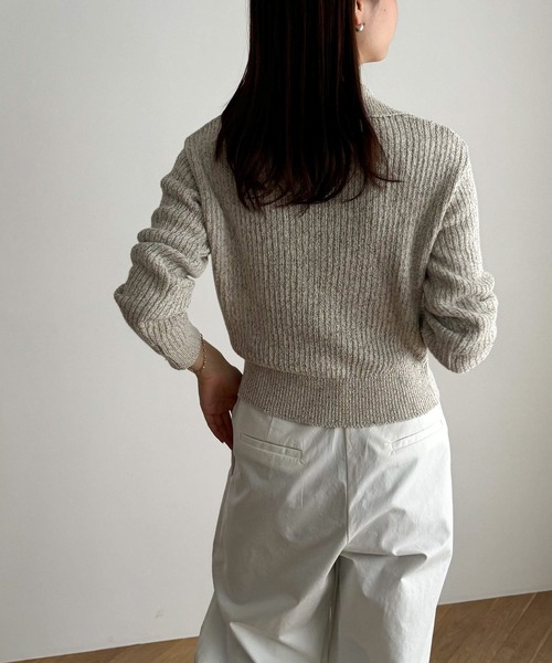 CANAL JEAN（キャナルジーン）の「El mar　ハーフジップポロニット（ニット/セーター・レディース・ネイビー/オートミール・ONE SIZE）」の4枚目の写真