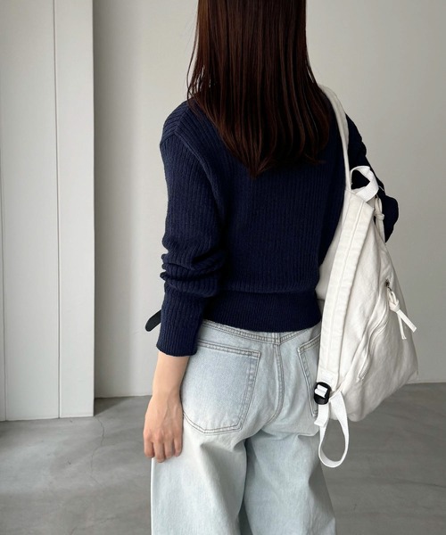 CANAL JEAN（キャナルジーン）の「El mar　ハーフジップポロニット（ニット/セーター・レディース・ネイビー/オートミール・ONE SIZE）」の9枚目の写真