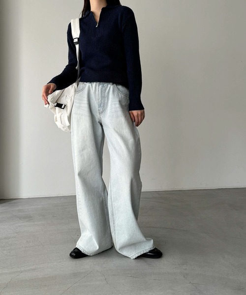 CANAL JEAN（キャナルジーン）の「El mar　ハーフジップポロニット（ニット/セーター・レディース・ネイビー/オートミール・ONE SIZE）」の10枚目の写真