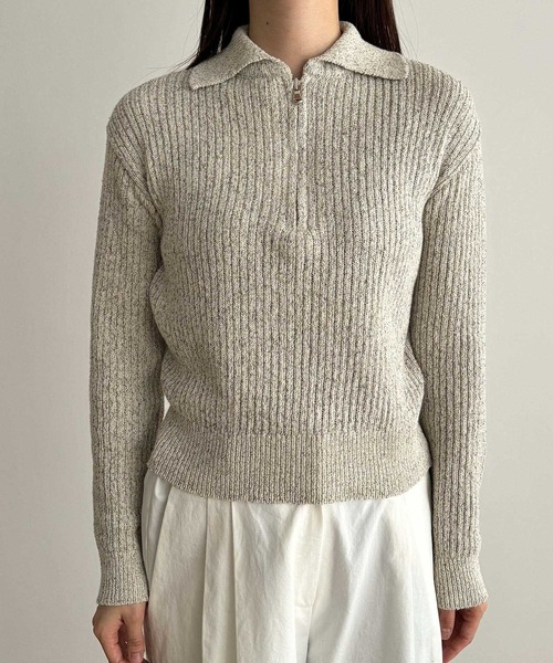 CANAL JEAN（キャナルジーン）の「El mar　ハーフジップポロニット（ニット/セーター・レディース・ネイビー/オートミール・ONE SIZE）」の11枚目の写真