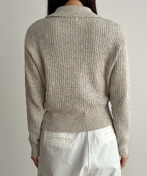 CANAL JEAN（キャナルジーン）の「El mar　ハーフジップポロニット（ニット/セーター・レディース・ネイビー/オートミール・ONE SIZE）」の13枚目の写真