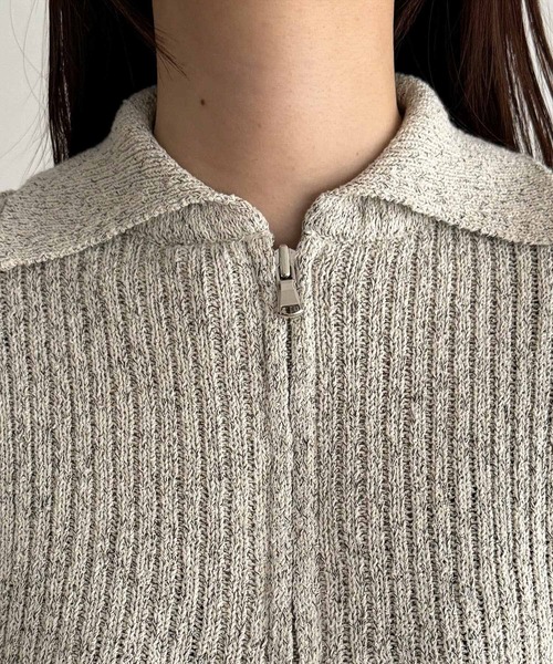 CANAL JEAN（キャナルジーン）の「El mar　ハーフジップポロニット（ニット/セーター・レディース・ネイビー/オートミール・ONE SIZE）」の14枚目の写真