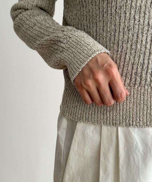 CANAL JEAN（キャナルジーン）の「El mar　ハーフジップポロニット（ニット/セーター・レディース・ネイビー/オートミール・ONE SIZE）」の8枚目の写真