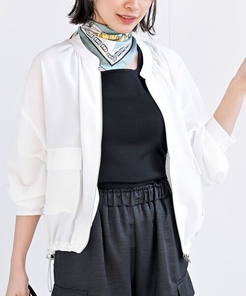 rps(アールピーエス)の「ノーカラーブラウスジャケット(ノーカラージャケット・レディース・オフホワイト/ブラック/カーキ/グレイッシュベージュ・フリー)」の2枚目の写真