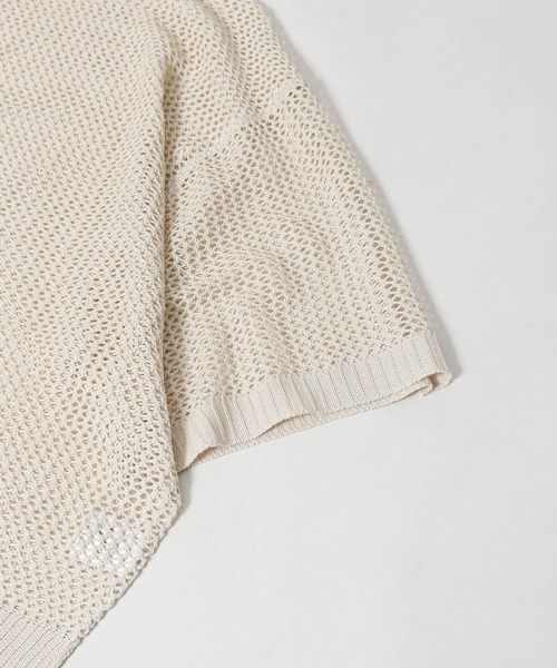 NILWAY（ニルウェイ）の「透かし編みシアー半袖サマーニット（ニット/セーター・メンズ・ライトブルー/アイボリー/ブラック/レッド・LARGE/MEDIUM）」の6枚目の写真
