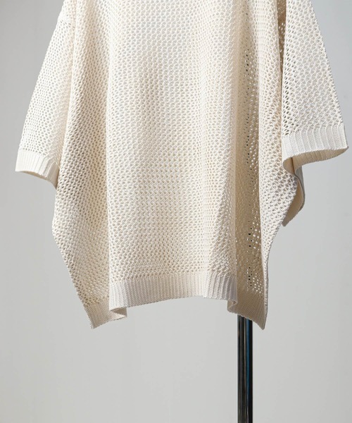 NILWAY（ニルウェイ）の「透かし編みシアー半袖サマーニット（ニット/セーター・メンズ・ライトブルー/アイボリー/ブラック/レッド・LARGE/MEDIUM）」の7枚目の写真