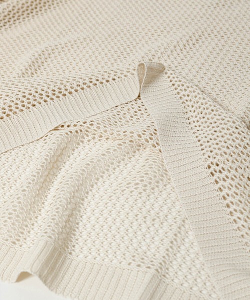 NILWAY（ニルウェイ）の「透かし編みシアー半袖サマーニット（ニット/セーター・メンズ・ライトブルー/アイボリー/ブラック/レッド・LARGE/MEDIUM）」の10枚目の写真
