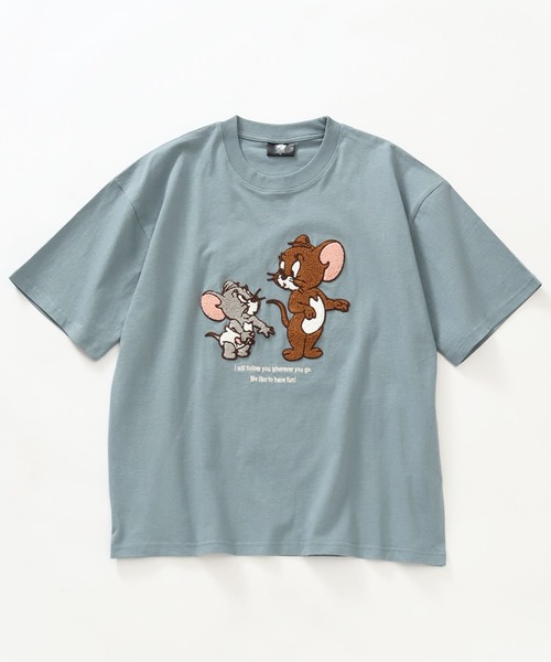 Tom&Jerry(トムアンドジェリー)の「【Tom & Jerry/トム & ジェリー】アートワークデザイン サガラ刺繍 ルーズ 半袖クルーネックTシャツ(Tシャツ/カットソー・メンズ・スミクロ/ブルー系その他/グリーン/オフホワイト・LL/M/L)」の4枚目の写真