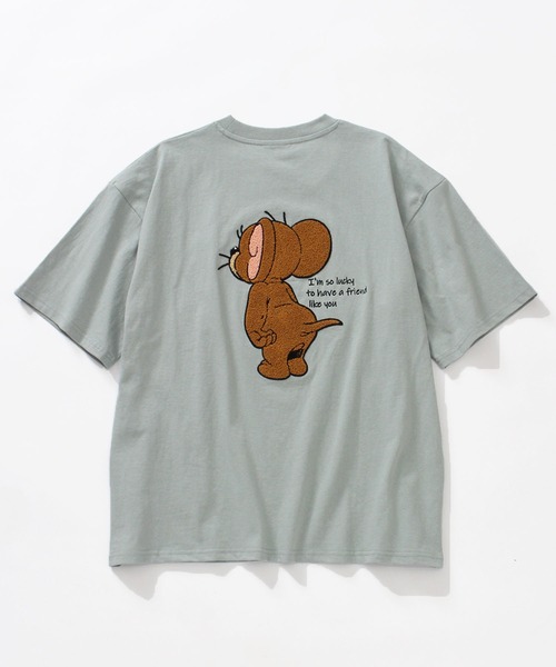 Tom&Jerry(トムアンドジェリー)の「【Tom & Jerry/トム & ジェリー】アートワークデザイン サガラ刺繍 ルーズ 半袖クルーネックTシャツ(Tシャツ/カットソー・メンズ・スミクロ/ブルー系その他/グリーン/オフホワイト・LL/M/L)」の3枚目の写真