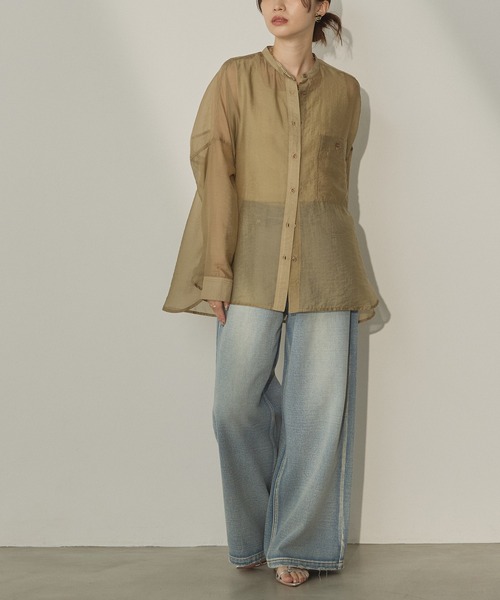 セール】【WEB限定/別注】バンドカラー シアーシャツ（シャツ/ブラウス