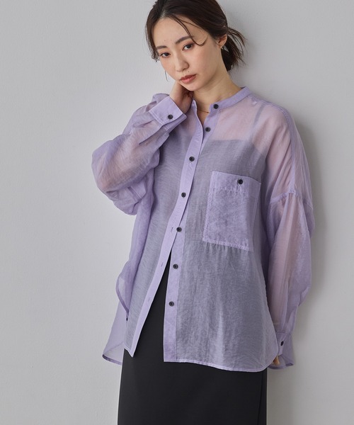 最終値下げ中✨未使用級✨セオリーリュクス バンドカラー ブラウス シアー シャツ 極美品 セオリー リュクス シアー ドット ブラウス バンドカラー