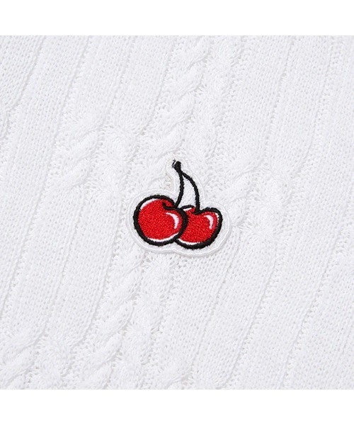 KIRSH（キルシー）の「KIRSH SMALL CHERRY CABLE CROP SHORT SLEEVE KNIT CARDIGAN キルシー スモールチェリー ケーブル クロップ ニットカーディガン【S】（カーディガン/ボレロ・レディース・ピンク/ホワイト/ライトグレー・ONE SIZE）」の6枚目の写真