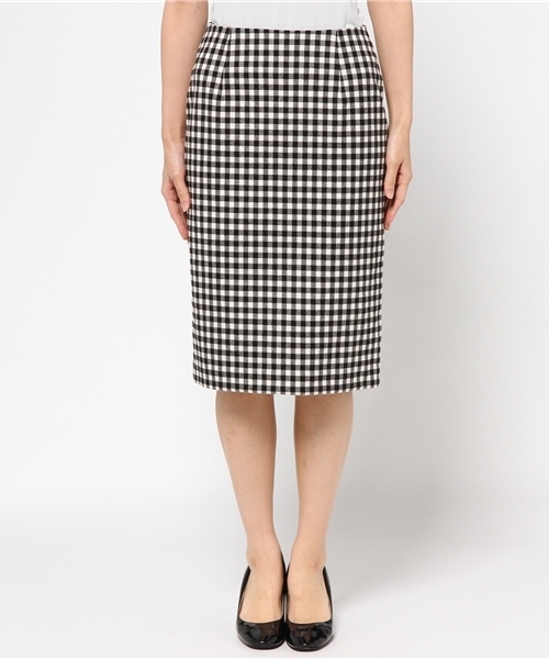 NATURAL BEAUTY BASIC（ナチュラルビューティーベーシック）の「【JJ 11月号掲載】ギンガムタイトスカート（スカート・レディース・グレー系その他/ブラック系その他・MEDIUM/SMALL/LARGE/X-SMALL）」の3枚目の写真