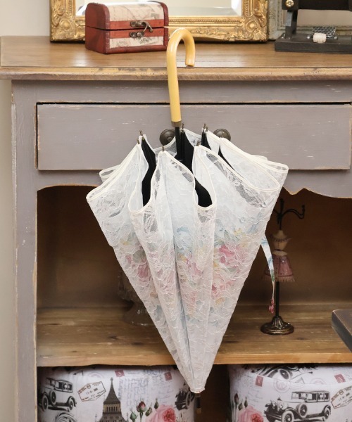 axes femme(アクシーズファム)の「レース重ねオーナメント柄傘(長傘・レディース・ブラック/ホワイト・FREE)」の14枚目の写真