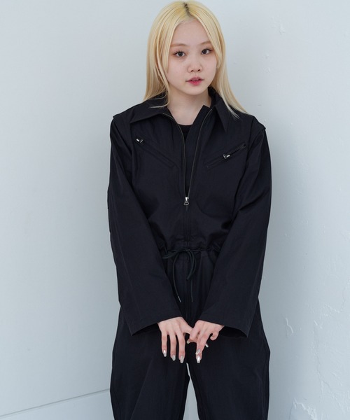 WHIMSIC(ウィムジック)の「【UNISEX/2サイズ展開】CVCタンカースジャンプスーツ(つなぎ/オールインワン・メンズ・ブラック・1/2)」の22枚目の写真