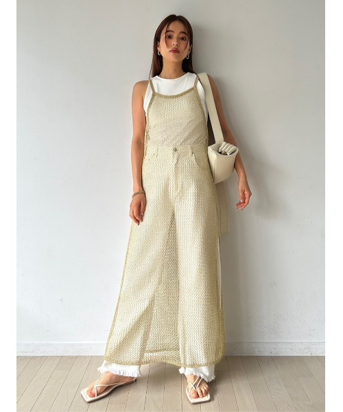 TRUNC(トランクエイティーエイト)の「Glitter Mesh Dress(ワンピース・レディース・ゴールド/ブラック・FREE)」の1枚目の写真