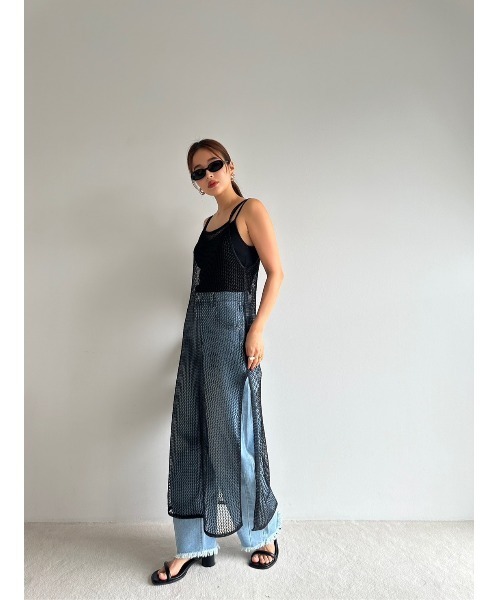 TRUNC(トランクエイティーエイト)の「Glitter Mesh Dress(ワンピース・レディース・ゴールド/ブラック・FREE)」の12枚目の写真