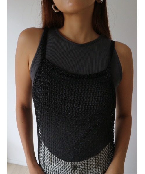 TRUNC(トランクエイティーエイト)の「Glitter Mesh Dress(ワンピース・レディース・ゴールド/ブラック・FREE)」の4枚目の写真