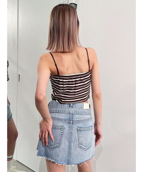 GYDA（ジェイダ）の「ワッフルボーダーベアビスチェ（キャミソール・レディース・ブラウン/グリーン/オフホワイト・FREE）」の16枚目の写真