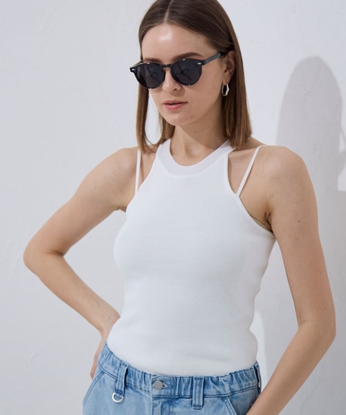 FOREVER 21（フォーエバー トゥエンティーワン）の「【2024SS】アメスリニットタンク（タンクトップ・レディース・グリーン/ピンク/ブラック/オフホワイト・SMALL/MEDIUM）」の2枚目の写真