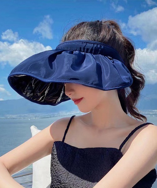 Miniministore(ミニミニストア)の「レディース 日焼け防止 つば広帽子(サンバイザー・レディース・ライトブラウン/ネイビー/ライトピンク/ブラック/アイボリー・FREE)」の5枚目の写真